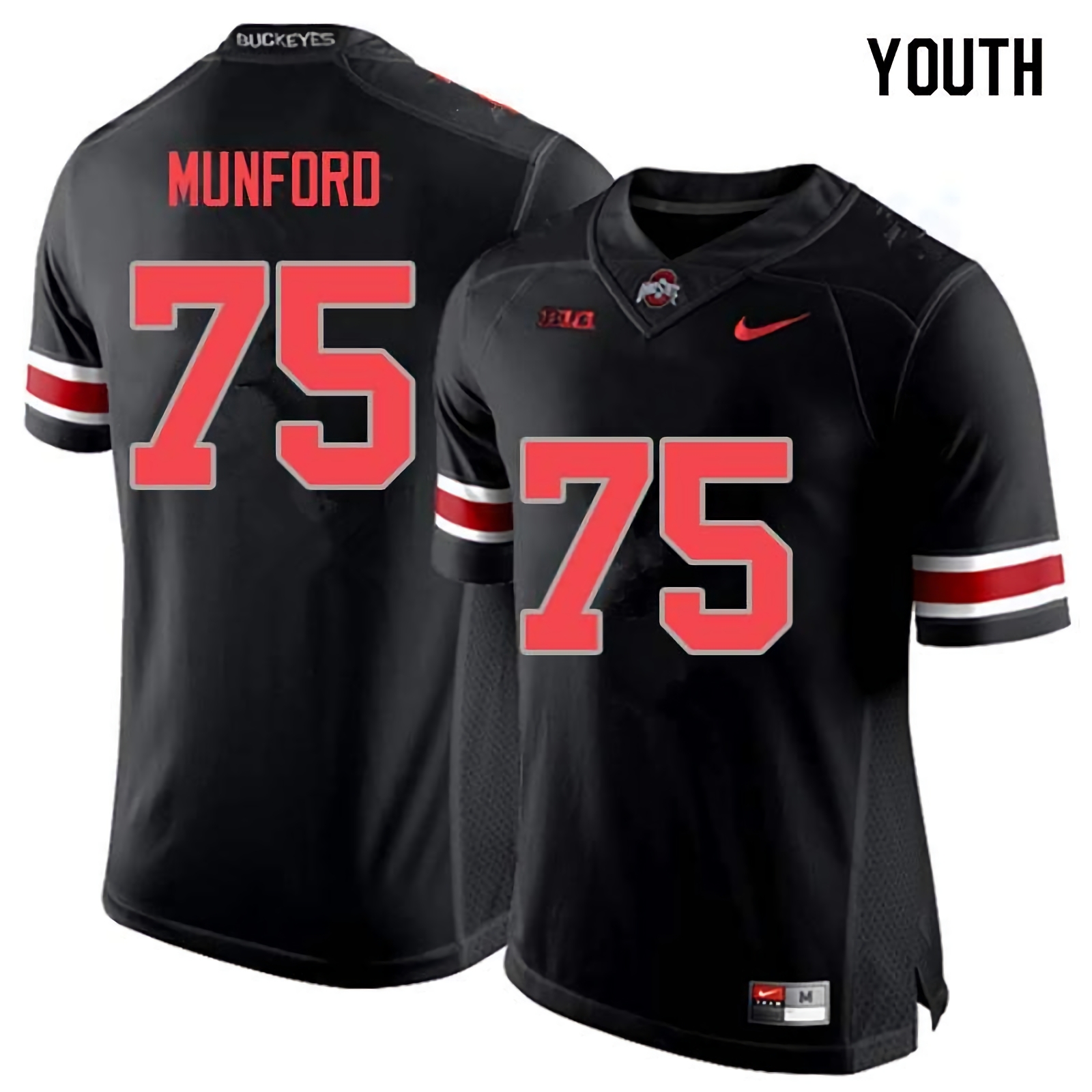 Thayer Munford Ohio State Buckeyes Youth NCAA #75 Nike Blackout College Stitched Football Jersey API4556GX
